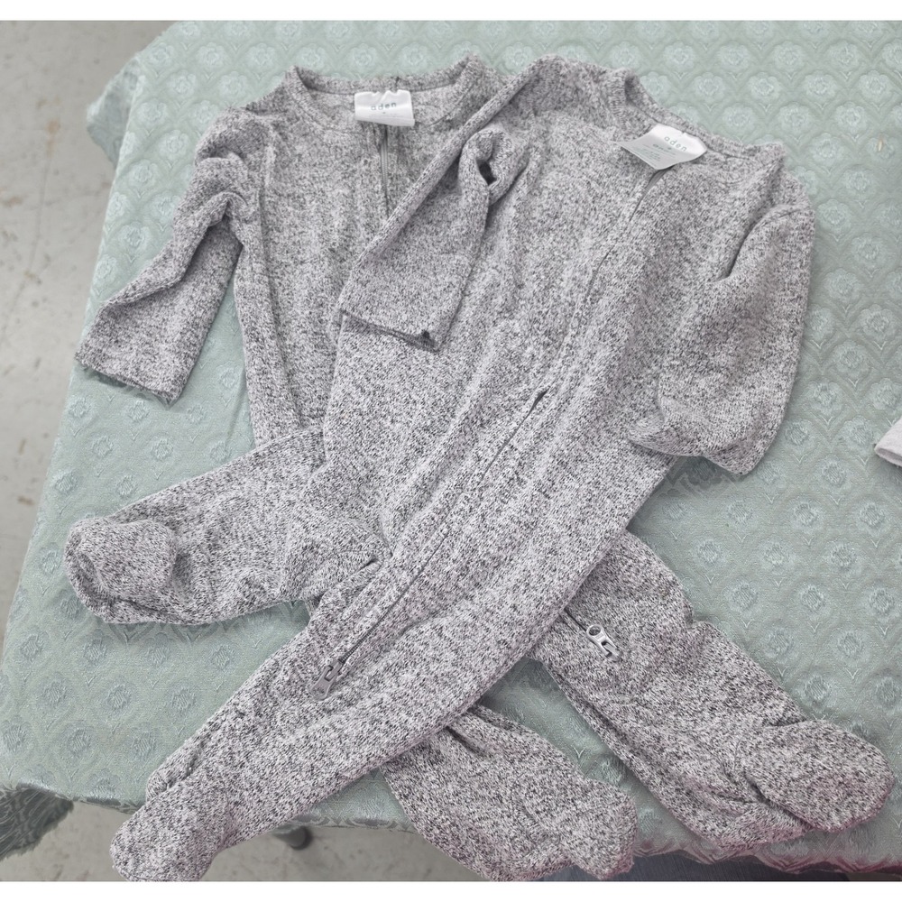Aden‎ + Anais 2 Pack Baby Footed Pajamas Heather Grey 0-3 Months Two Way Zip